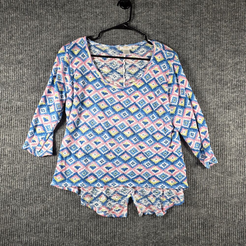 Wrangler‎ Womens L Southwestern Aztec Print Knit Top 3/4 Sleeve Casual